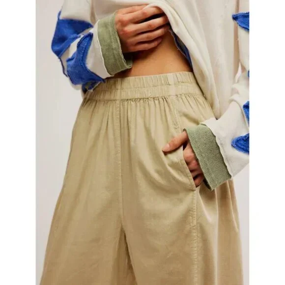 Free People Preppy Poplin Pull On Pants / Birch NWT (S) - Picture 4 of 8